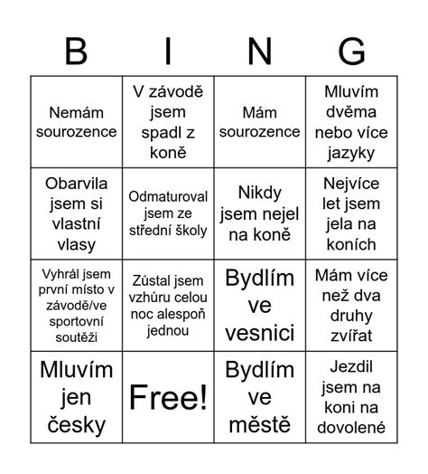 SEZNAMOVACÍ BINGO